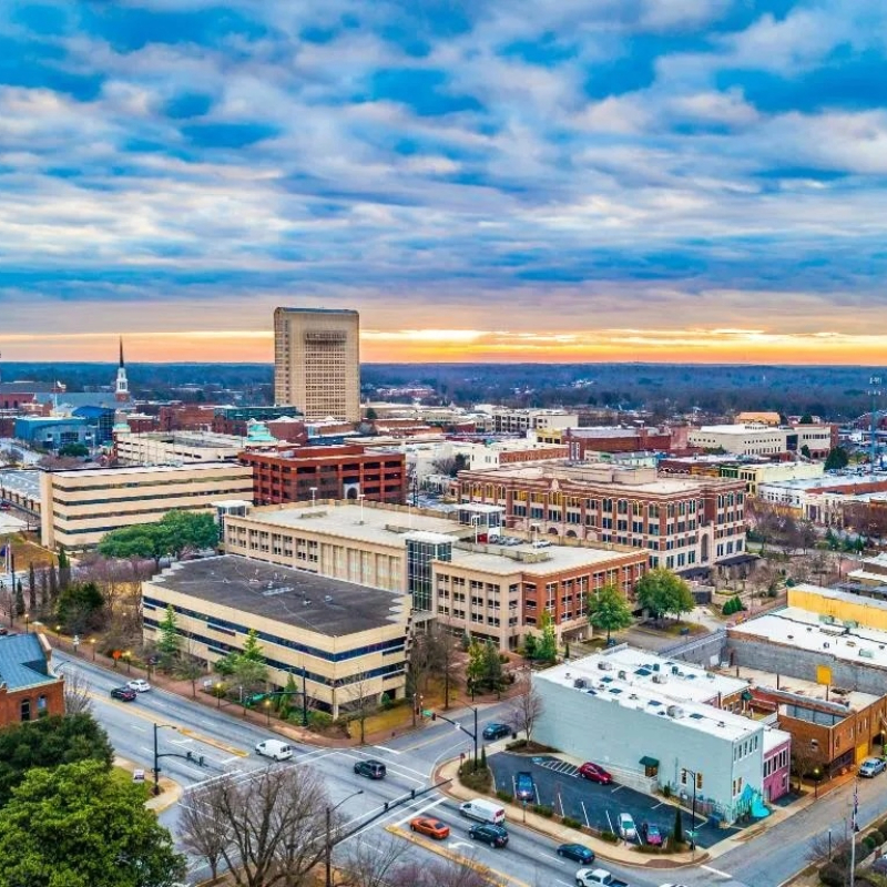 Skyline of downtown Spartanburg South Carolina