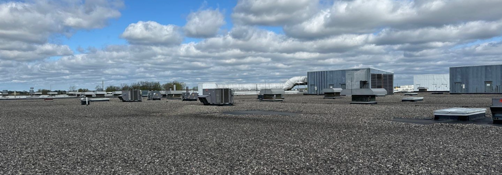 Rocks on a commercial roof