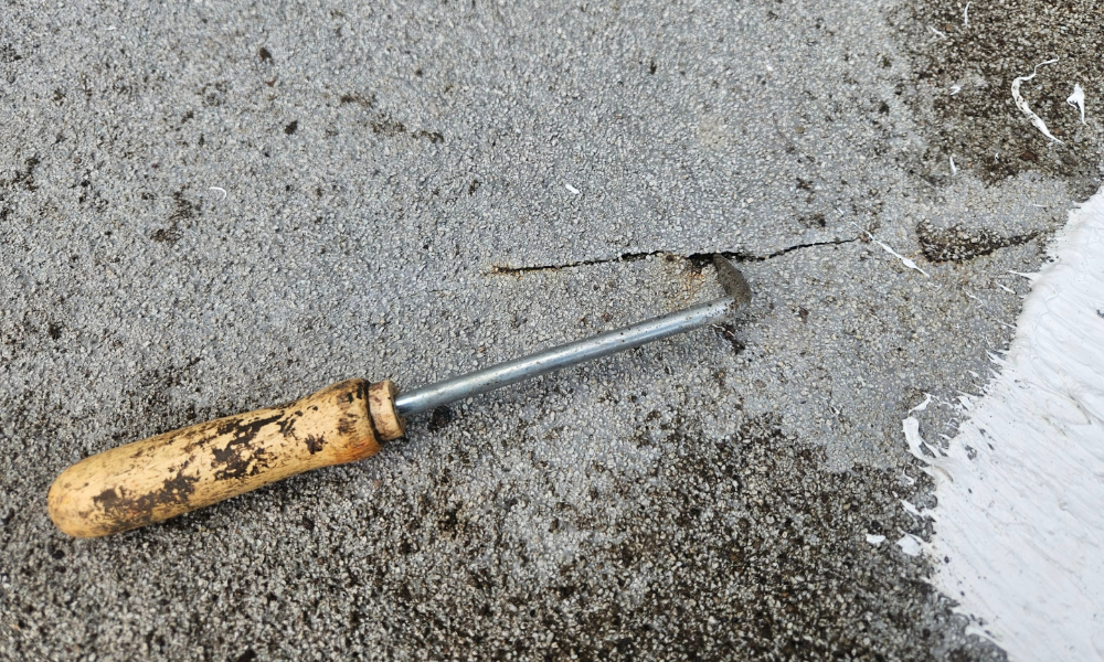 Cracked, damaged commercial roof